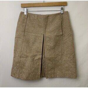 Etcetera Womens Skirt Size 6 Tan Floral Textured Embossed A-line Y2K 90’s